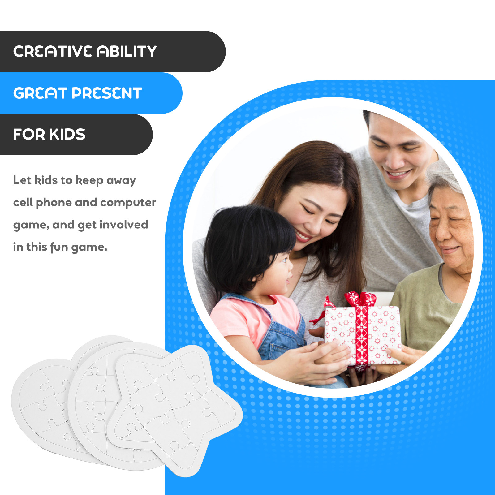 6Pcs Cartoon Blank DIY Drawing - Puzzle Blank White avaliação e preço