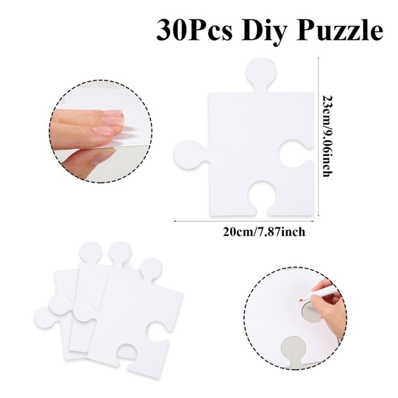 30 Pieces Blank Puzzle Pieces  - Puzzle Blank White avaliação e preço