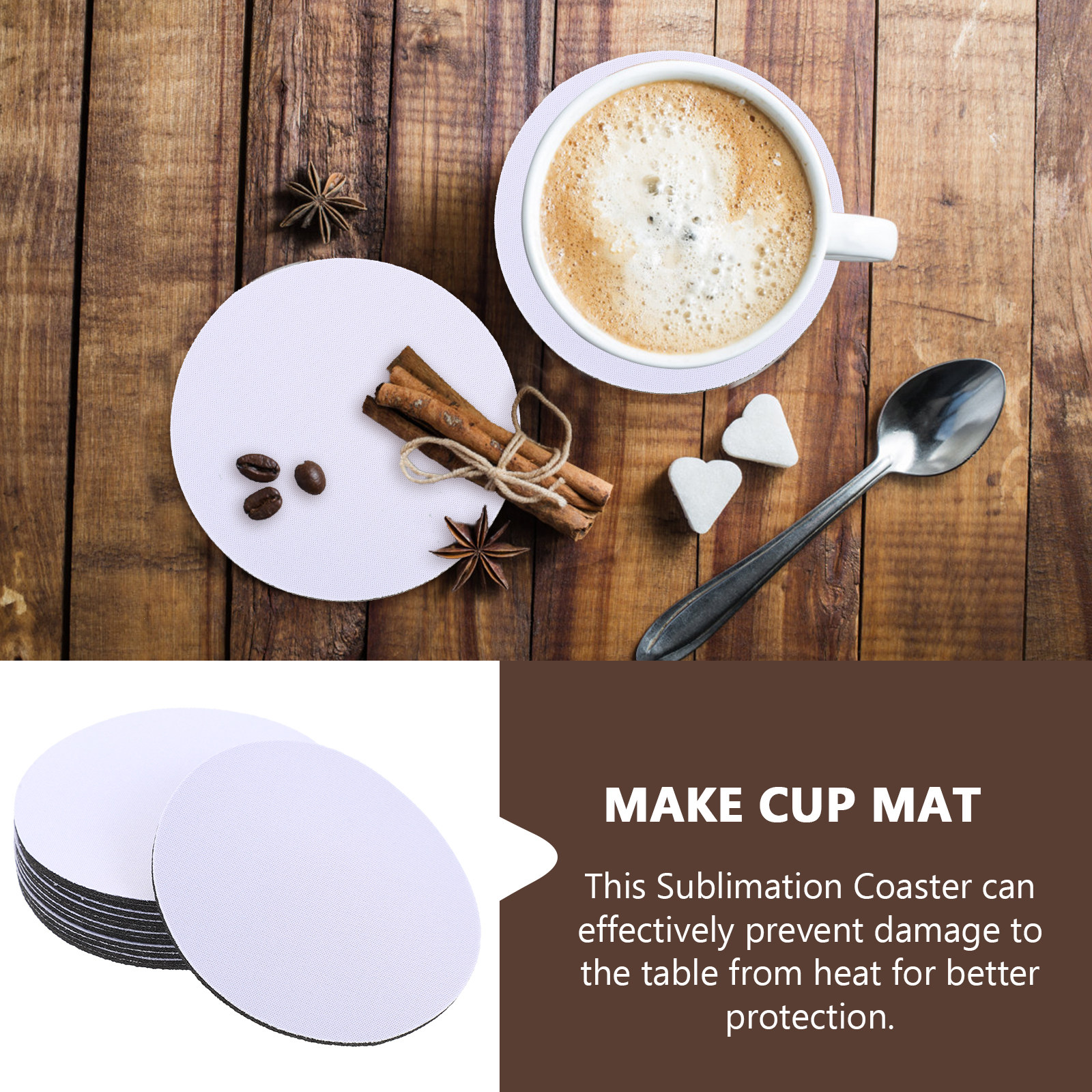 10Pcs Blank Heat Transfer Coas - Coaster Sublimation Blank avaliação e preço
