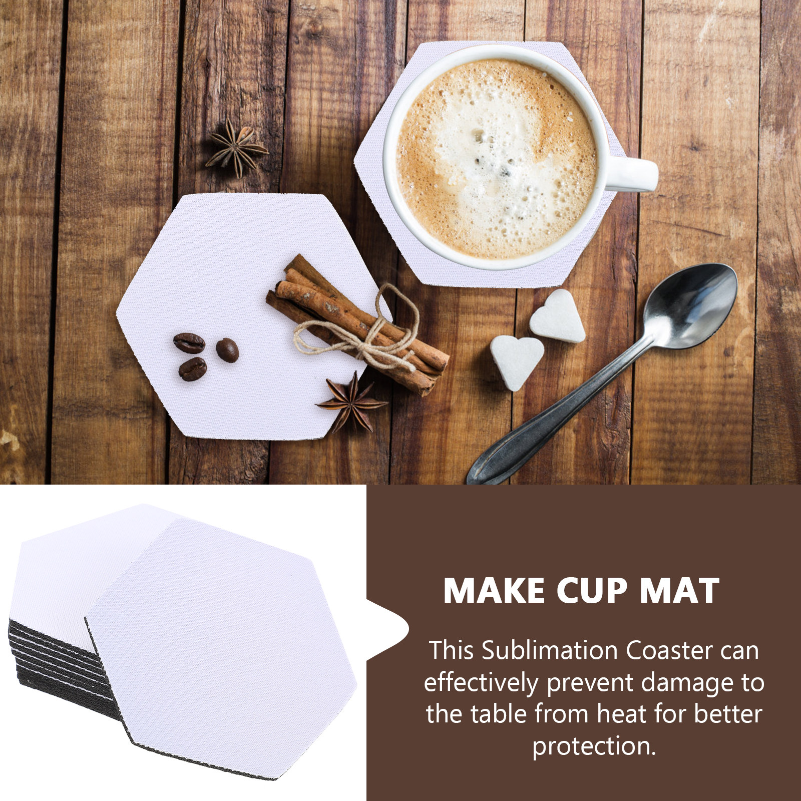 10Pcs Heat Transfer Coasters S - Coaster Sublimation Blank avaliação e preço